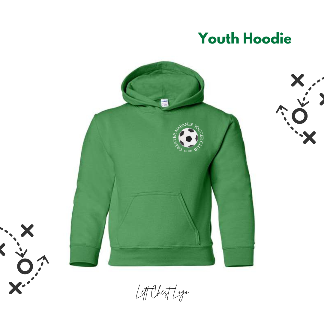 Heavy Blend™ Youth Hooded Sweatshirt Green XS Printed Left Chest